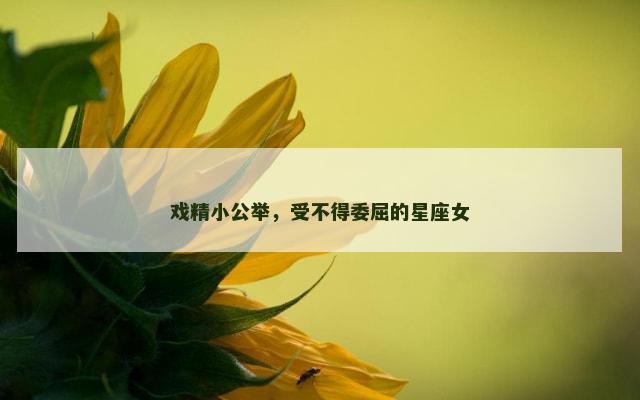 戏精小公举，受不得委屈的星座女