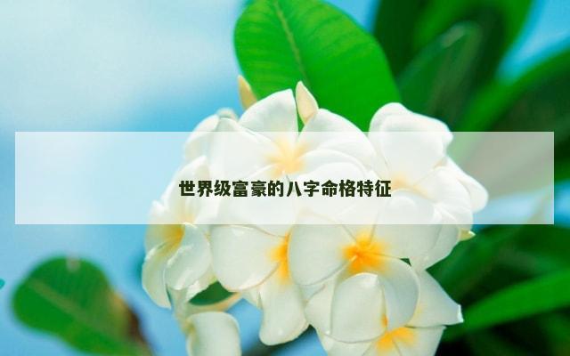 世界级富豪的八字命格特征