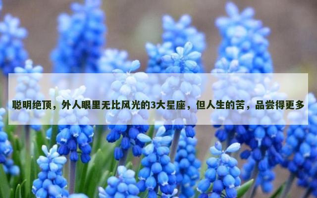 聪明绝顶，外人眼里无比风光的3大星座，但人生的苦，品尝得更多