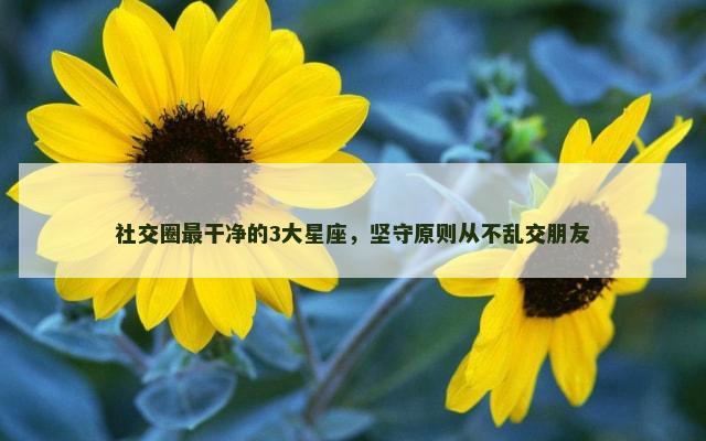 社交圈最干净的3大星座，坚守原则从不乱交朋友