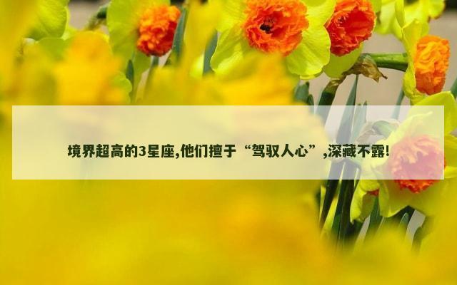 境界超高的3星座,他们擅于“驾驭人心”,深藏不露!