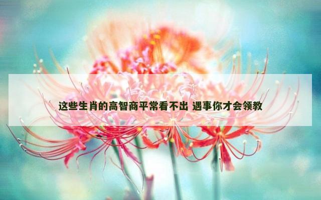 这些生肖的高智商平常看不出 遇事你才会领教