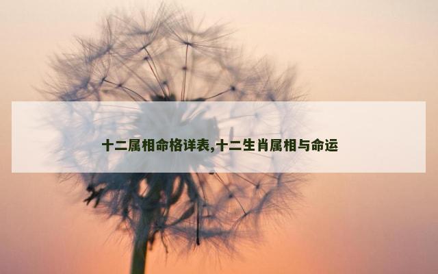 十二属相命格详表,十二生肖属相与命运