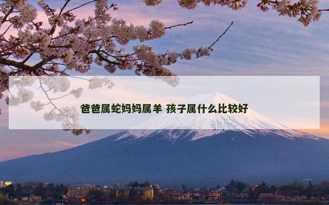 爸爸属蛇妈妈属羊 孩子属什么比较好