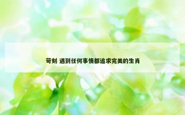 苛刻 遇到任何事情都追求完美的生肖