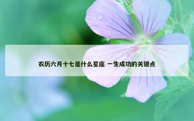农历六月十七是什么星座 一生成功的关键点