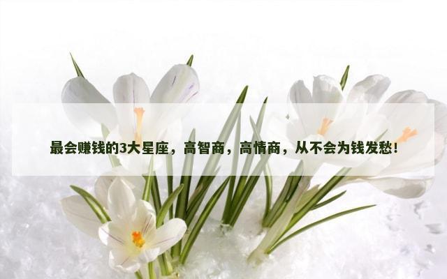 最会赚钱的3大星座，高智商，高情商，从不会为钱发愁！