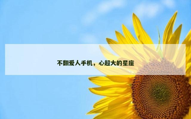 不翻爱人手机，心超大的星座