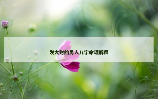 发大财的男人八字命理解释
