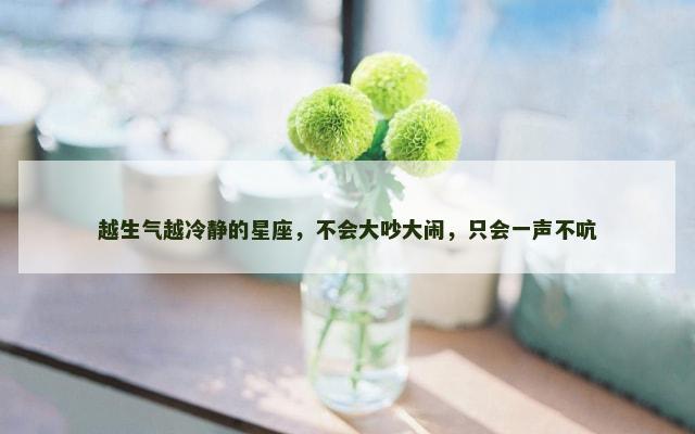 越生气越冷静的星座，不会大吵大闹，只会一声不吭