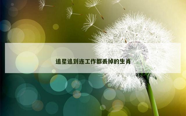 追星追到连工作都丢掉的生肖