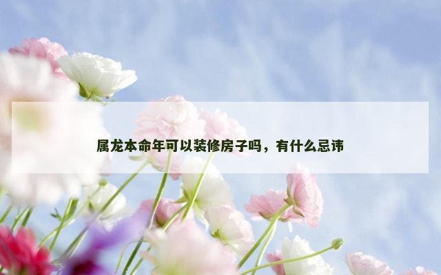 属龙本命年可以装修房子吗，有什么忌讳