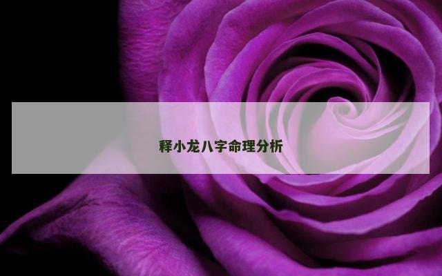 释小龙八字命理分析