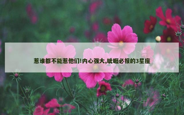 惹谁都不能惹他们!内心强大,眦睚必报的3星座