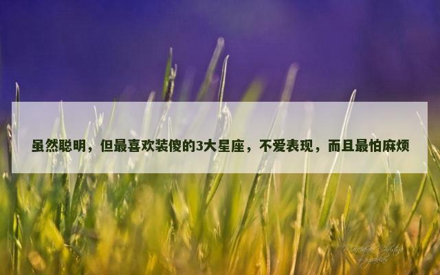 虽然聪明，但最喜欢装傻的3大星座，不爱表现，而且最怕麻烦