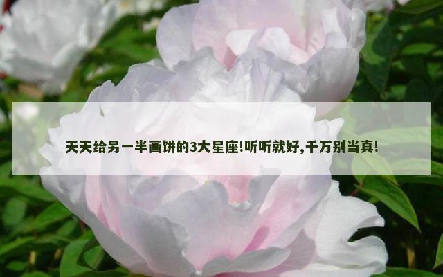 天天给另一半画饼的3大星座!听听就好,千万别当真!