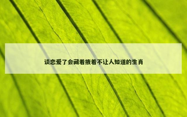 谈恋爱了会藏着掖着不让人知道的生肖