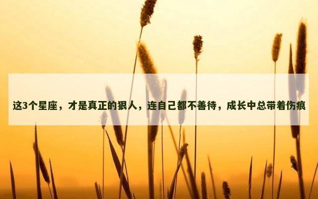 这3个星座，才是真正的狠人，连自己都不善待，成长中总带着伤痕