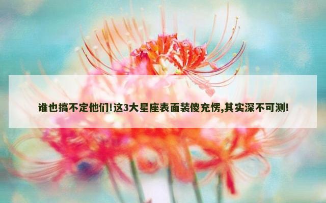 谁也搞不定他们!这3大星座表面装傻充愣,其实深不可测!
