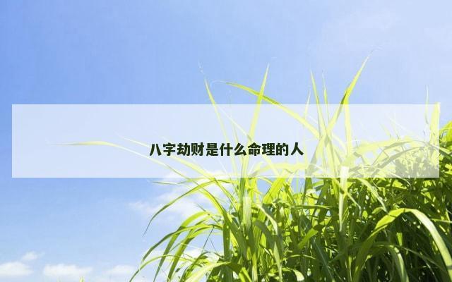 八字劫财是什么命理的人