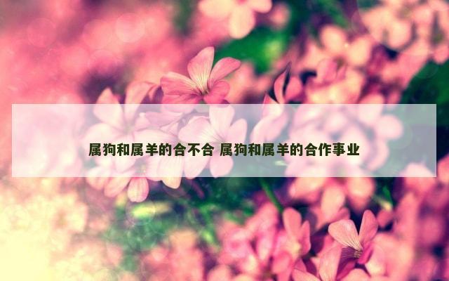 属狗和属羊的合不合 属狗和属羊的合作事业