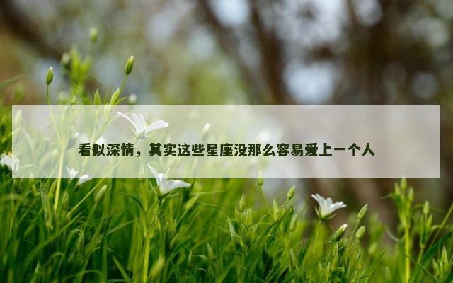 看似深情，其实这些星座没那么容易爱上一个人