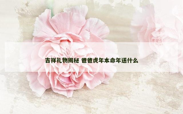 吉祥礼物揭秘 爸爸虎年本命年送什么