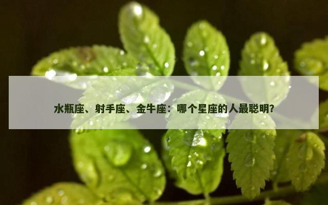 水瓶座、射手座、金牛座：哪个星座的人最聪明？