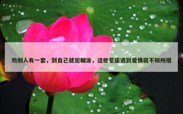 劝别人有一套，到自己就犯糊涂，这些星座遇到爱情就不知所措