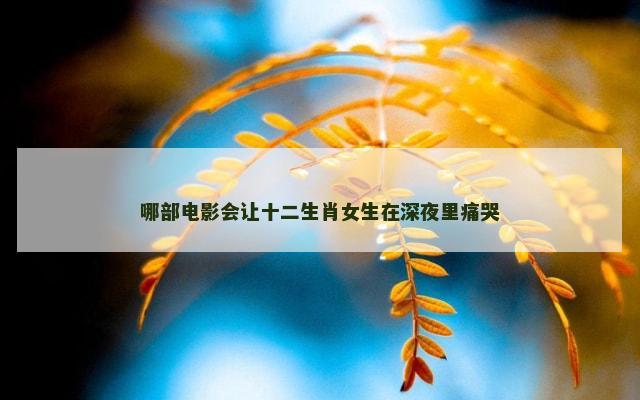 哪部电影会让十二生肖女生在深夜里痛哭