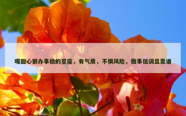 嘴甜心狠办事稳的星座，有气质，不惧风险，做事低调且靠谱