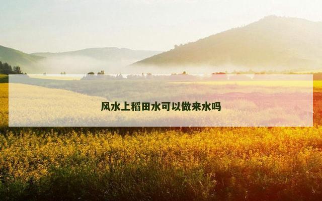 风水上稻田水可以做来水吗