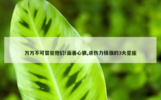 万万不可冒犯他们!面善心狠,杀伤力极强的3大星座