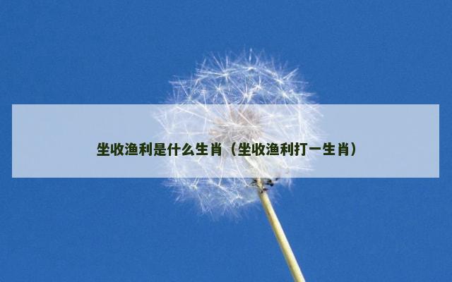 坐收渔利是什么生肖（坐收渔利打一生肖）