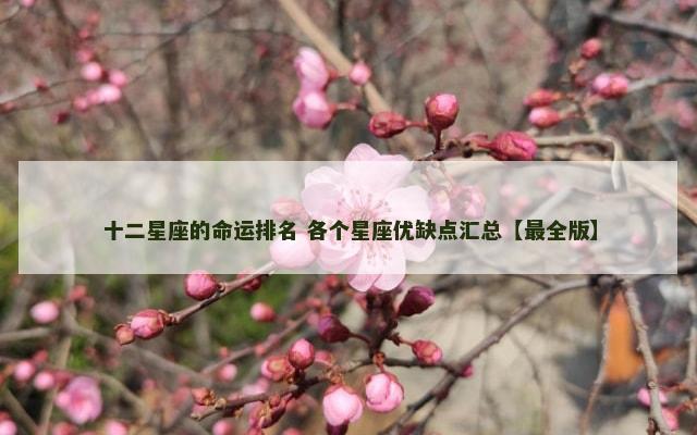 十二星座的命运排名 各个星座优缺点汇总【最全版】