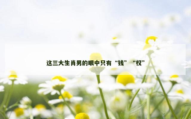 这三大生肖男的眼中只有“钱”“权”