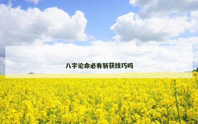 八字论命必有斩获技巧吗