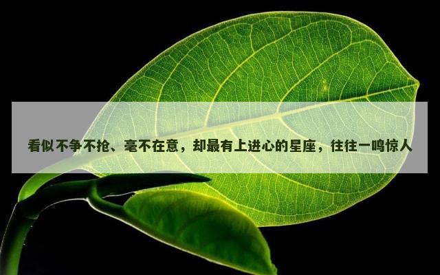 看似不争不抢、毫不在意，却最有上进心的星座，往往一鸣惊人
