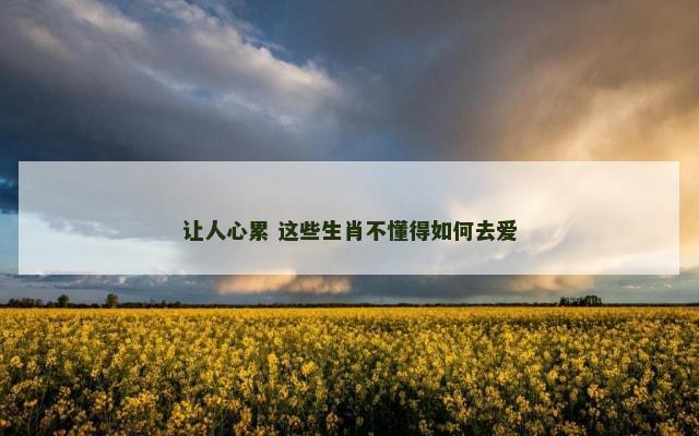 让人心累 这些生肖不懂得如何去爱