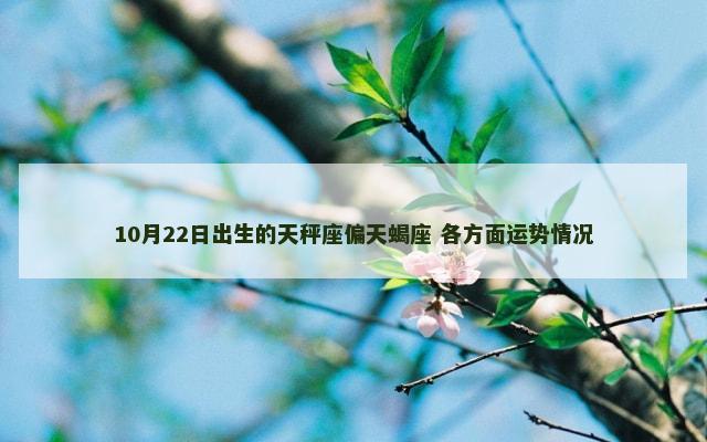 10月22日出生的天秤座偏天蝎座 各方面运势情况