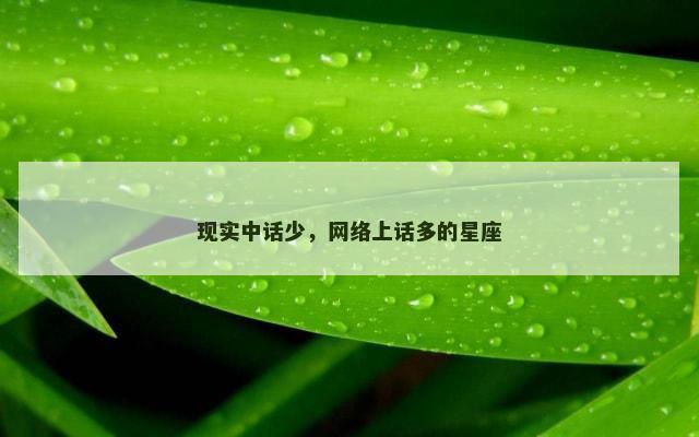 现实中话少，网络上话多的星座