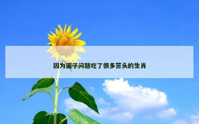 因为面子问题吃了很多苦头的生肖