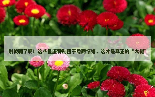 别被骗了啊！这些星座特别擅于隐藏情绪，这才是真正的“大佬”