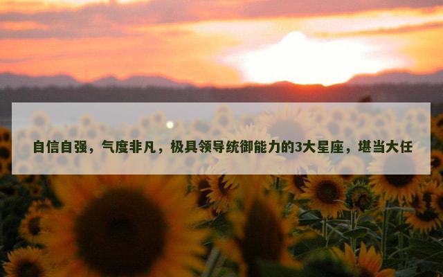 自信自强，气度非凡，极具领导统御能力的3大星座，堪当大任