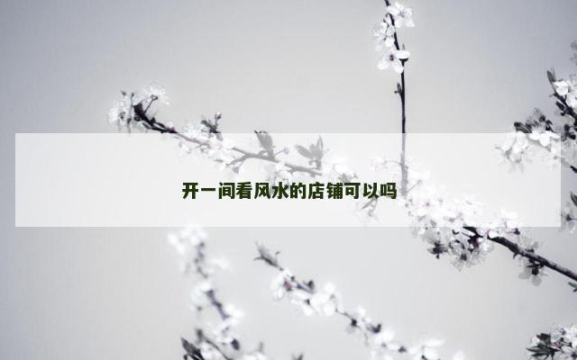 开一间看风水的店铺可以吗
