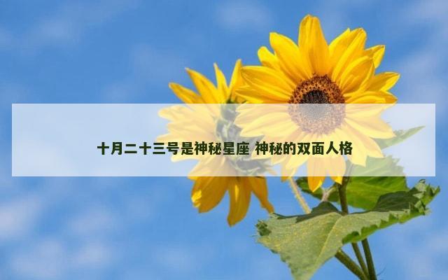 十月二十三号是神秘星座 神秘的双面人格