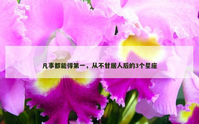 凡事都能得第一，从不甘居人后的3个星座