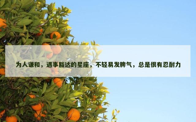 为人谦和，遇事豁达的星座，不轻易发脾气，总是很有忍耐力