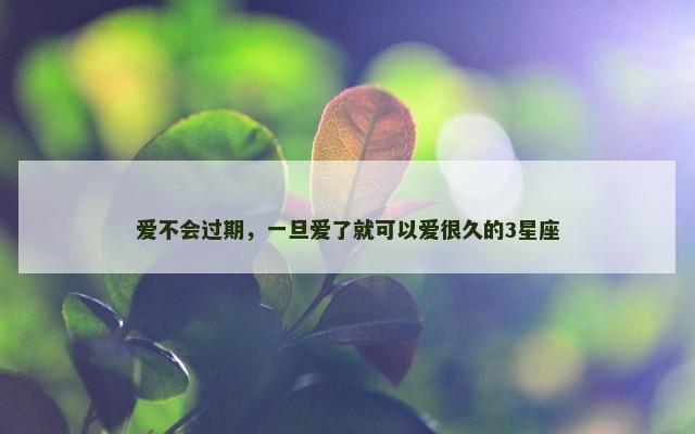 爱不会过期，一旦爱了就可以爱很久的3星座