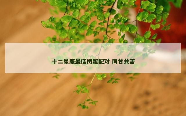 十二星座最佳闺蜜配对 同甘共苦
